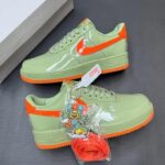 Nike Air Force 1 Low: Oil Green/Platinum Tint-Safety Orange
