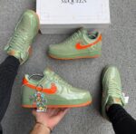 Nike Air Force 1 Low: Oil Green/Platinum Tint-Safety Orange - Image 7